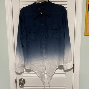 INC International Concepts Men's Ombre Blue and White Shirt